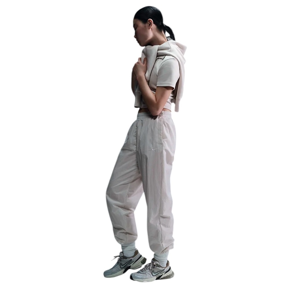 Nike Sportswear Mid Rise Oversized Woven Joggers in Brown/White- Large - NWT
